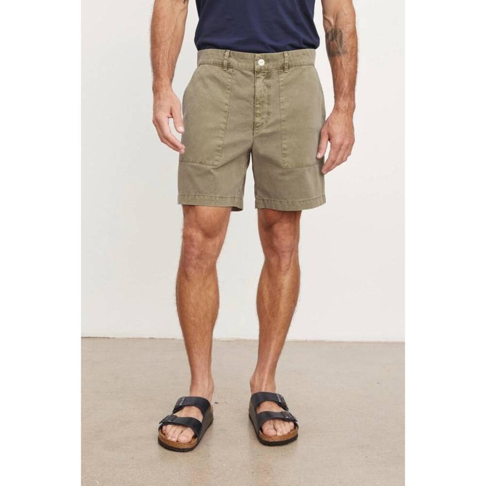 Velvet by Graham & Spencer Mens Ray Cotton Shorts in Gravel 34 Minimalist Preppy